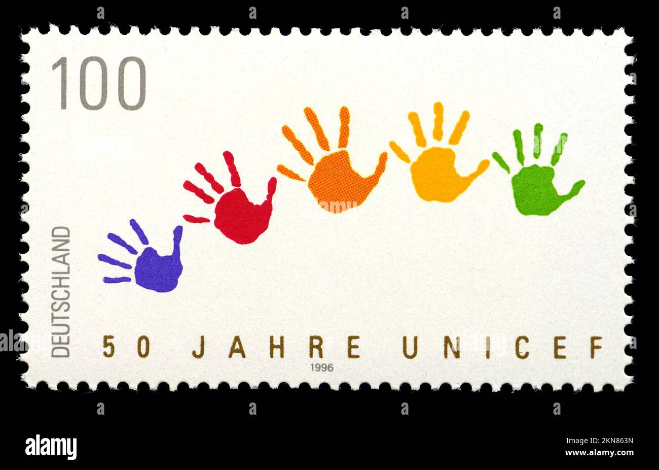 German postage stamp (1996) 50th Anniversary of UNICEF Colour
