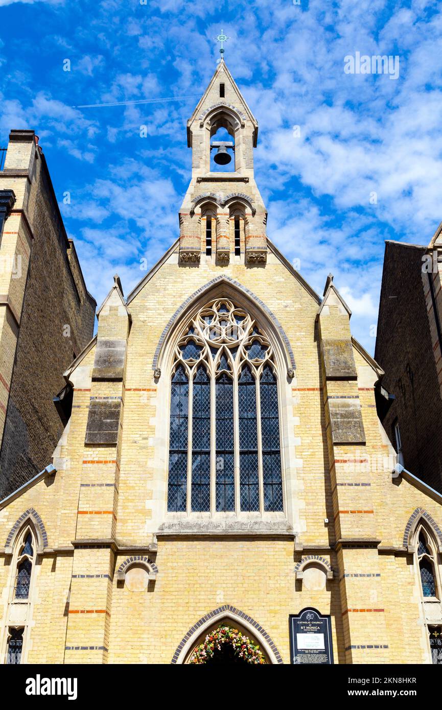 Exterior of 19th century St Monica's Roman Catholic Church designde by E W Pugin in Hoxton Square, Hackney, London, UK Stock Photo