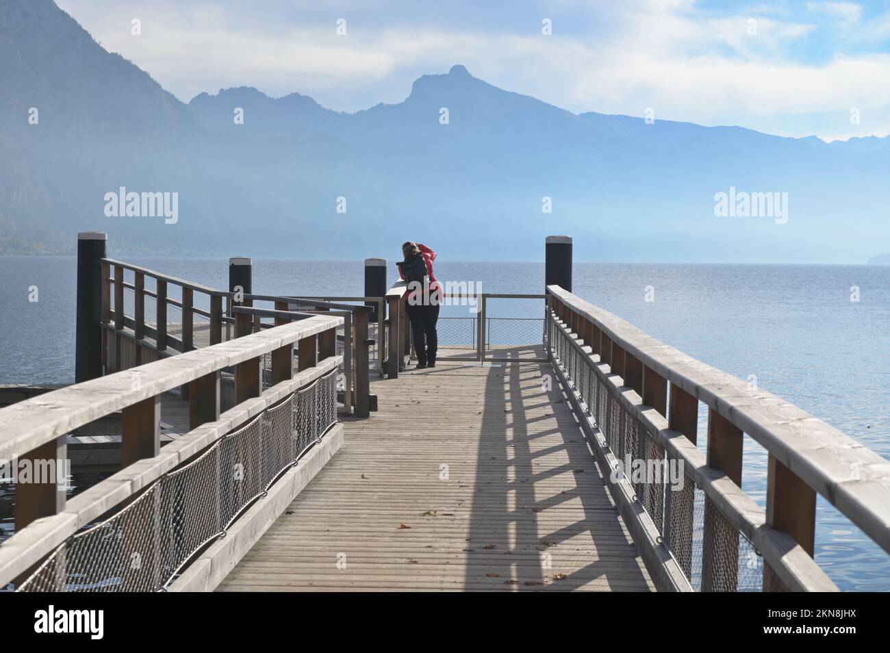 Gmunden, Upper Austria, Austria. Jetty in Lake Traun Stock Photo