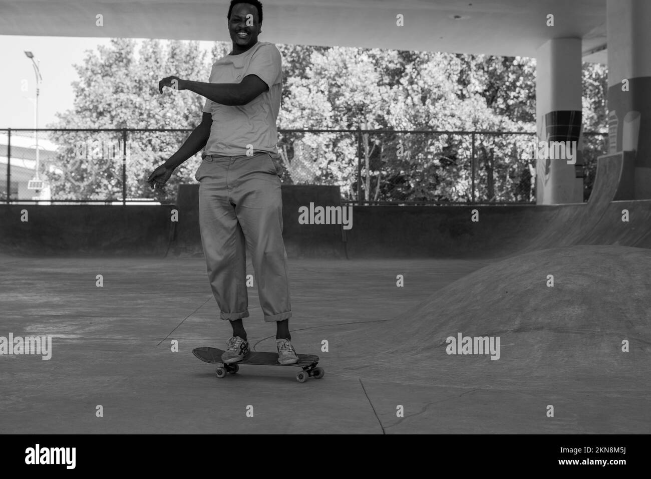 man skating in the skatepark Stock Photo