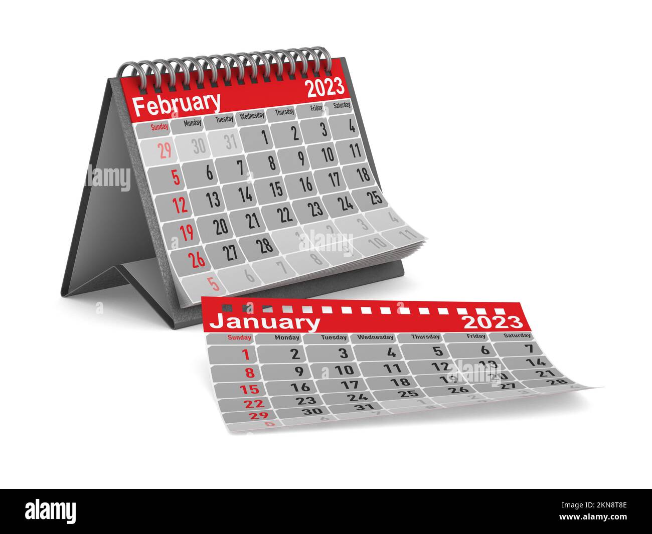 2023 year. Calendar for February. Isolated 3D illustration Stock Photo