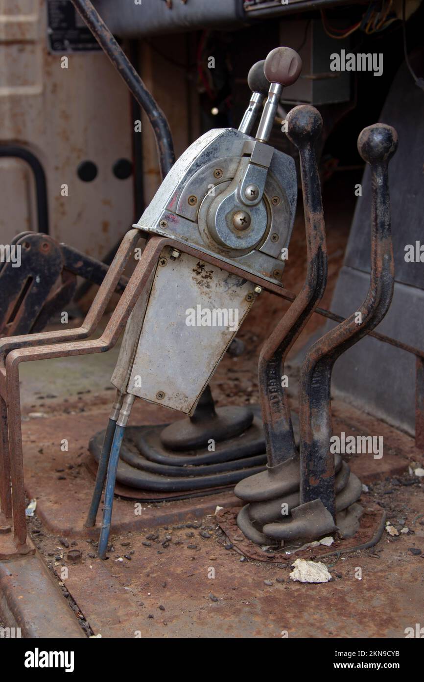 Parts of a wrecked fire engine Stock Photo