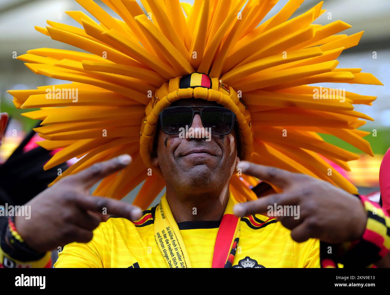 A Belgium Fan In The Stands During The FIFA World Cup Group F Match At a-belgium-fan-in-the-stands-during-the-fifa-world-cup-group-f-match-at