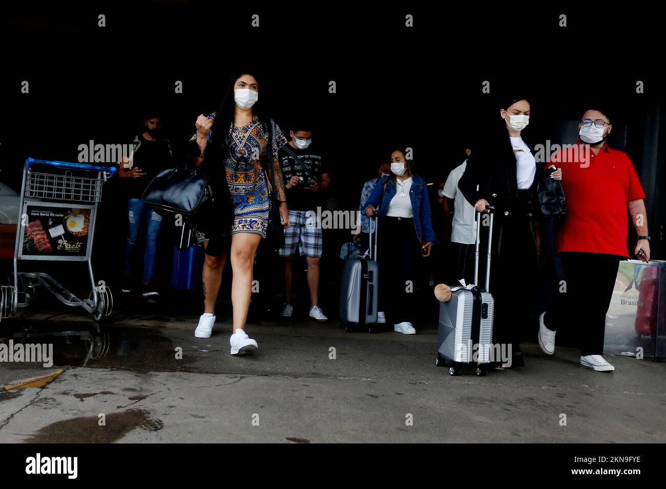 Brasilia, Brazil. 26th Nov, 2022. Passengers wearing face masks are