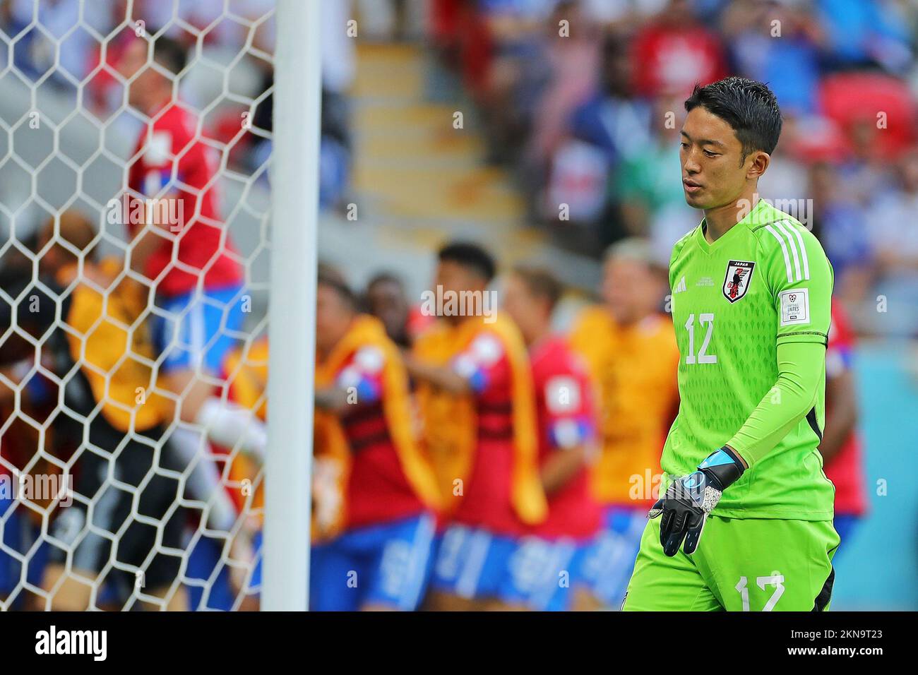 Shuichi Gonda do Japão during the FIFA World Cup Qatar 2022 match, Group E, between Japan and Costa Rica played at Ahmed bin Ali Stadium on Nov 27, 2022 in Ar-Rayyan, Qatar. (Photo by PRESSIN) Stock Photo
