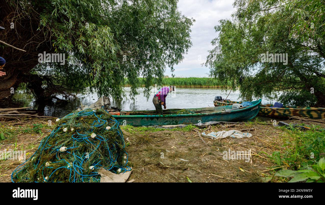 A camp of fishermen in the danube delta Stock Photo
