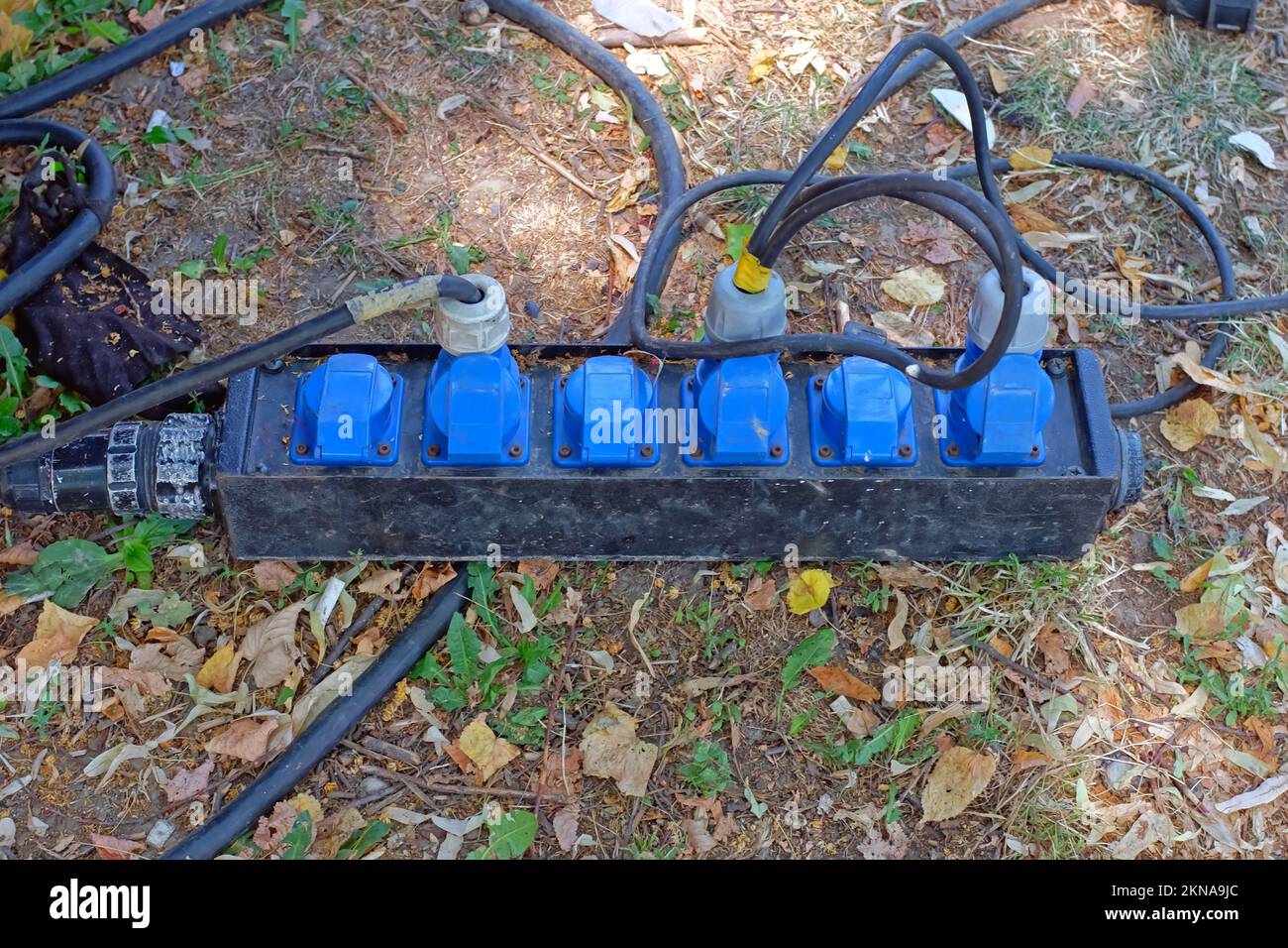 Water resistant power strip electric power strip box in park garden