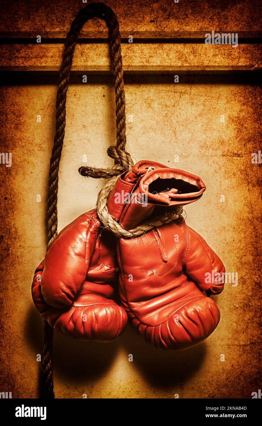 Vintage boxing gloves hanging on hi-res stock photography and images - Alamy