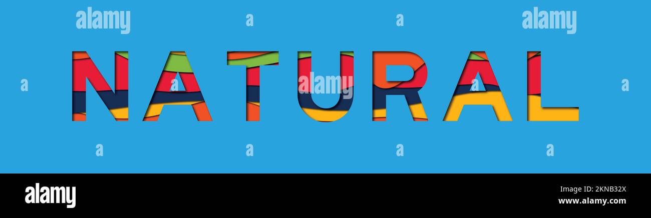 Letter with papercut style in word natural on blue background Stock ...