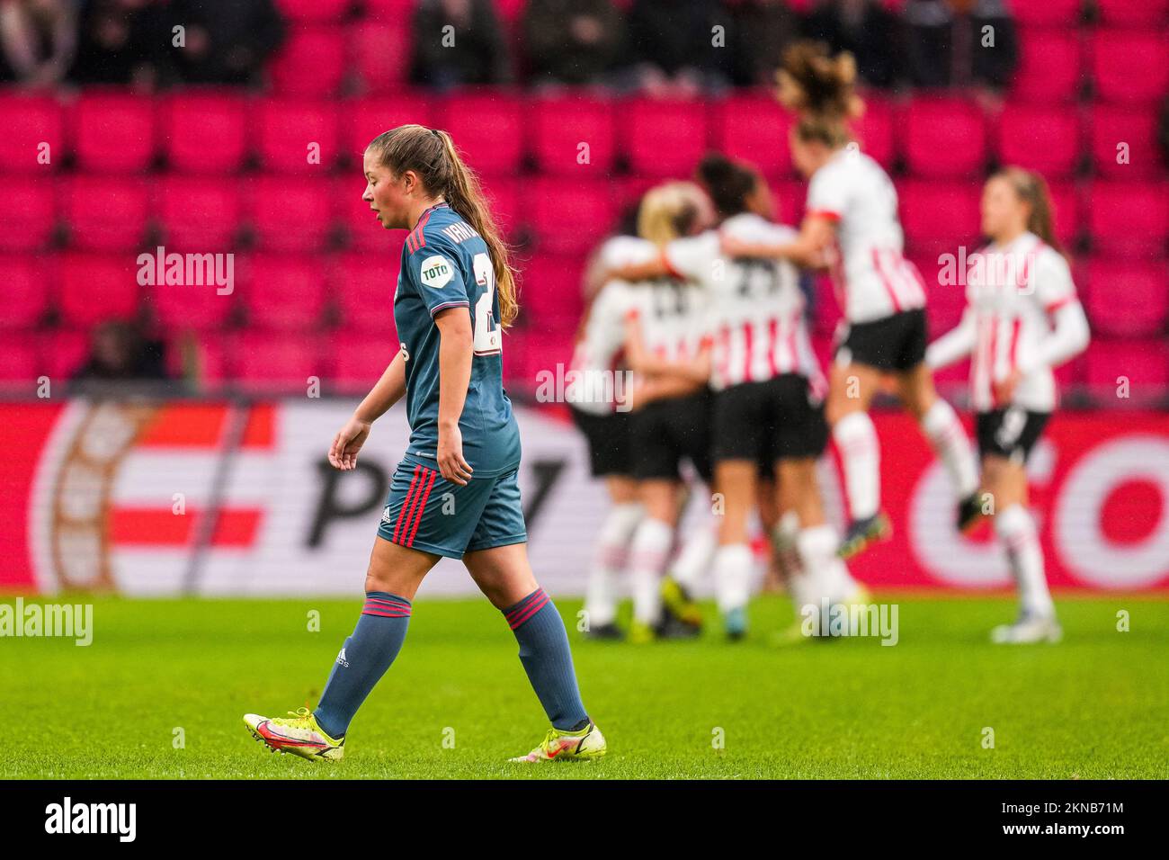 Eindhoven - Romee van de Lavoir of Feyenoord V1 reacts to the 1-0 during the match between PSV V1 v Feyenoord V1 at Philips Stadion on 27 November 2022 in Eindhoven, Netherlands. (Box to Box Pictures/Yannick Verhoeven) Stock Photo