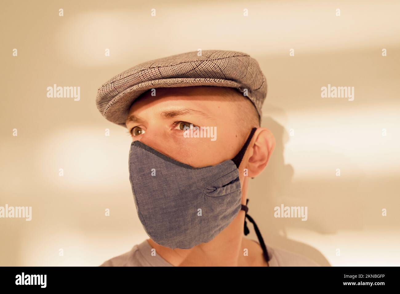 Portrait of a Man Wearing Protective Face Mask. Bozen, Italy Stock Photo
