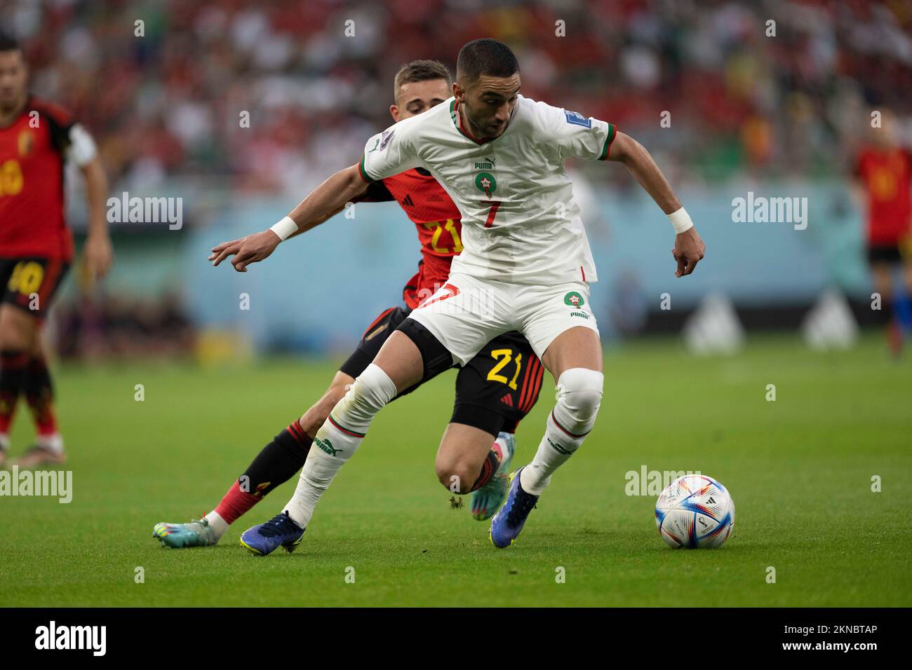 Tim Callis Doha, Catar. 27th Nov, 2022. Timothy Castagne of Belgium and Hakim ...