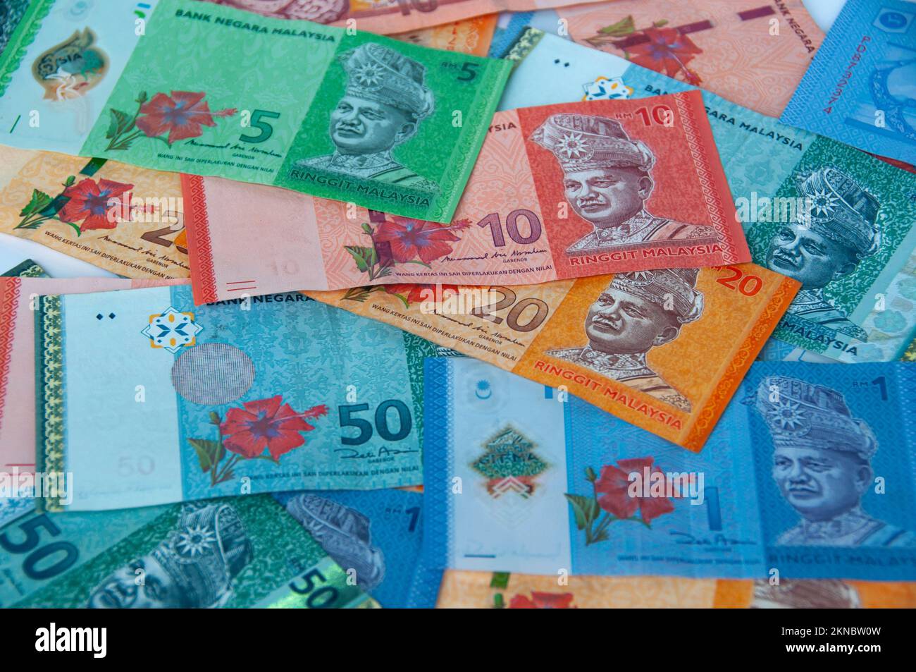 Top view of various Malaysia Ringgit currency. Money concept Stock