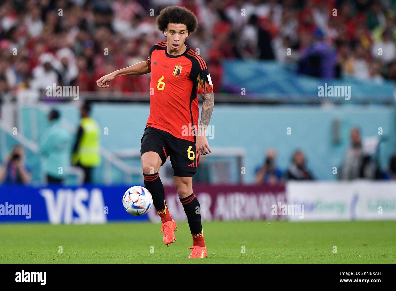 DOHA, QATAR - NOVEMBER 27: Axel Witsel of Belgium runs with the ball during the Group F - FIFA World Cup Qatar 2022 match between Belgium and Morocco at the Al Thumama Stadium on November 27, 2022 in Doha, Qatar (Photo by Pablo Morano/BSR Agency) Stock Photo
