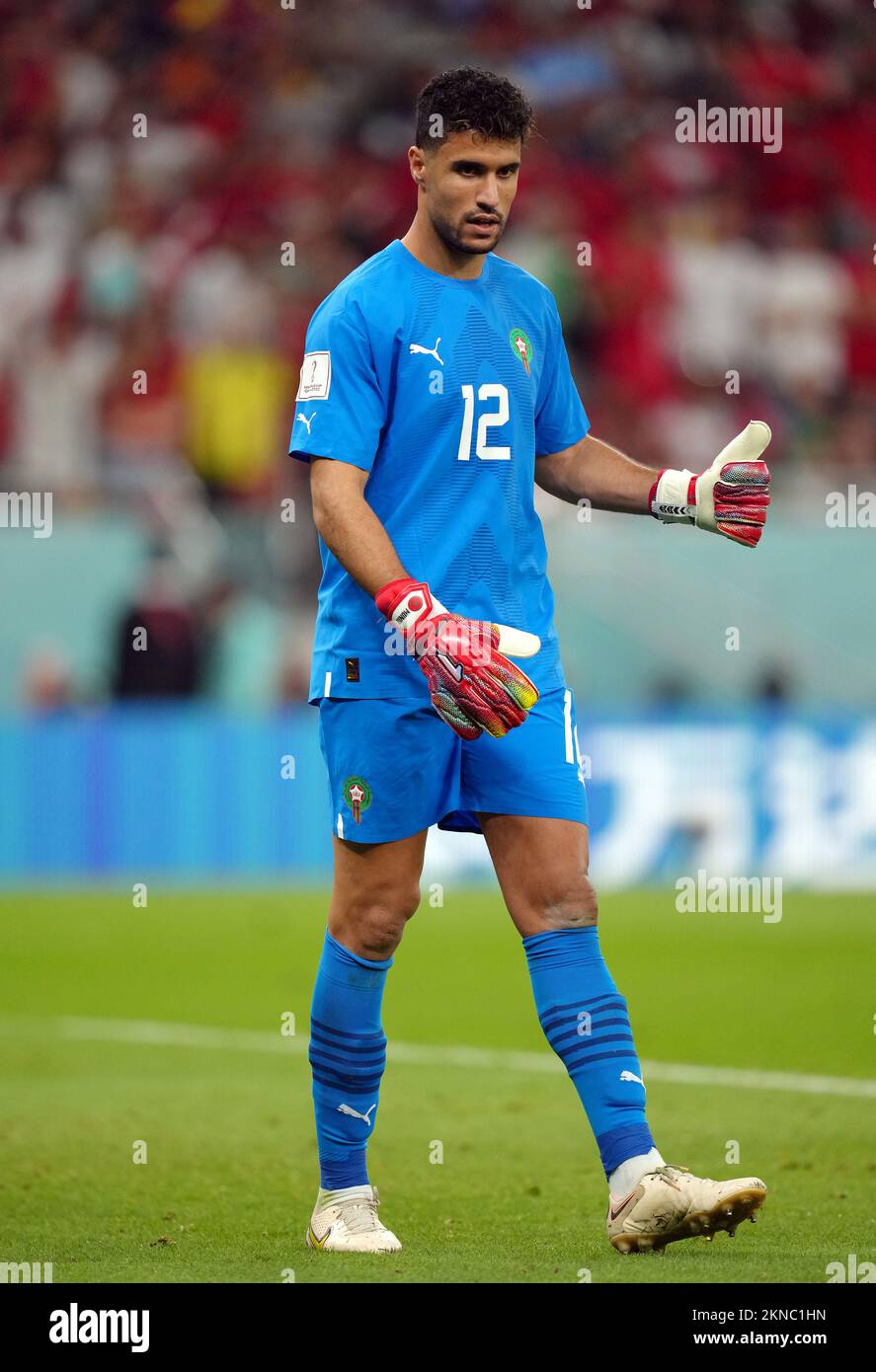 Morocco goalkeeper Munir Mohand Mohamedi during the FIFA World Cup Group F match at the Al Thumama Stadium, Doha, Qatar. Picture date: Sunday November 27, 2022. Stock Photo