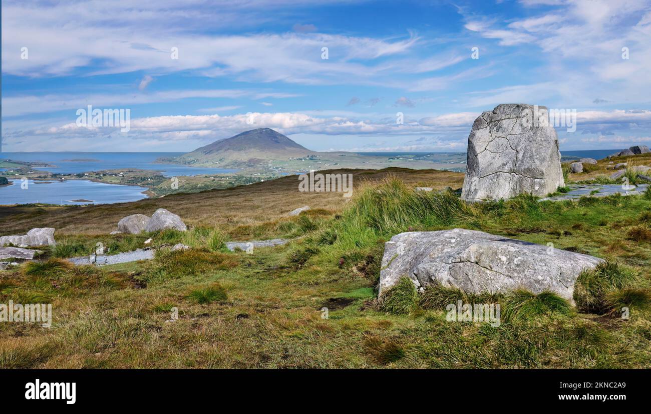 Bog and heather landscape in Connemara, County Galway, Republic of IrelandIreland Stock Photo