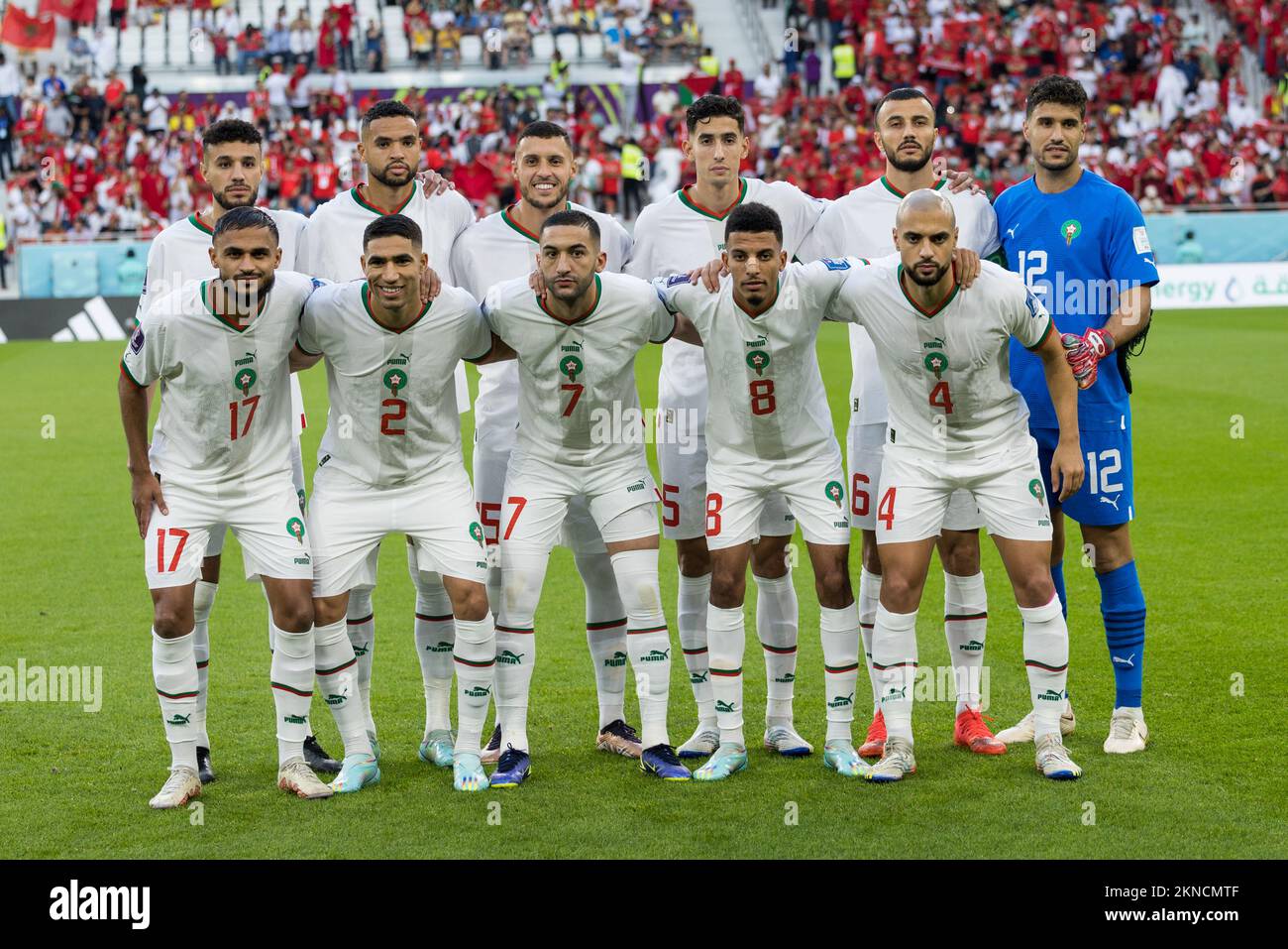 27.11.2022, Doha, pilka nozna, Mistrzostwa Swiata, Belgia - Maroko, N/z Druzyna Maroko fot. Tomasz Jastrzebowski/Foto Olimpik/Sipa, USA. 27th Nov, 2022. Doha, football, FIFA World Cup 2022, Belgium - Morocco, In the picture: Team Morocco, fot. Tomasz Jastrzebowski/Foto Olimpik/Sipa USA Credit: Sipa USA/Alamy Live News Stock Photo