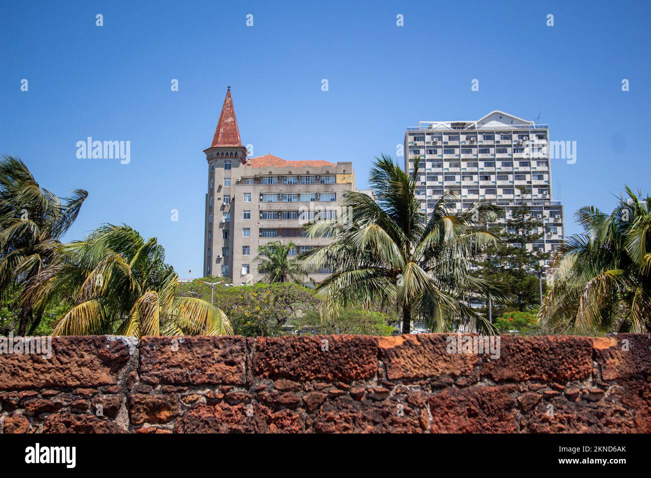 View from the fort Nossa Senhora da Conceição to some buildings in downtown Maputo City Stock Photo