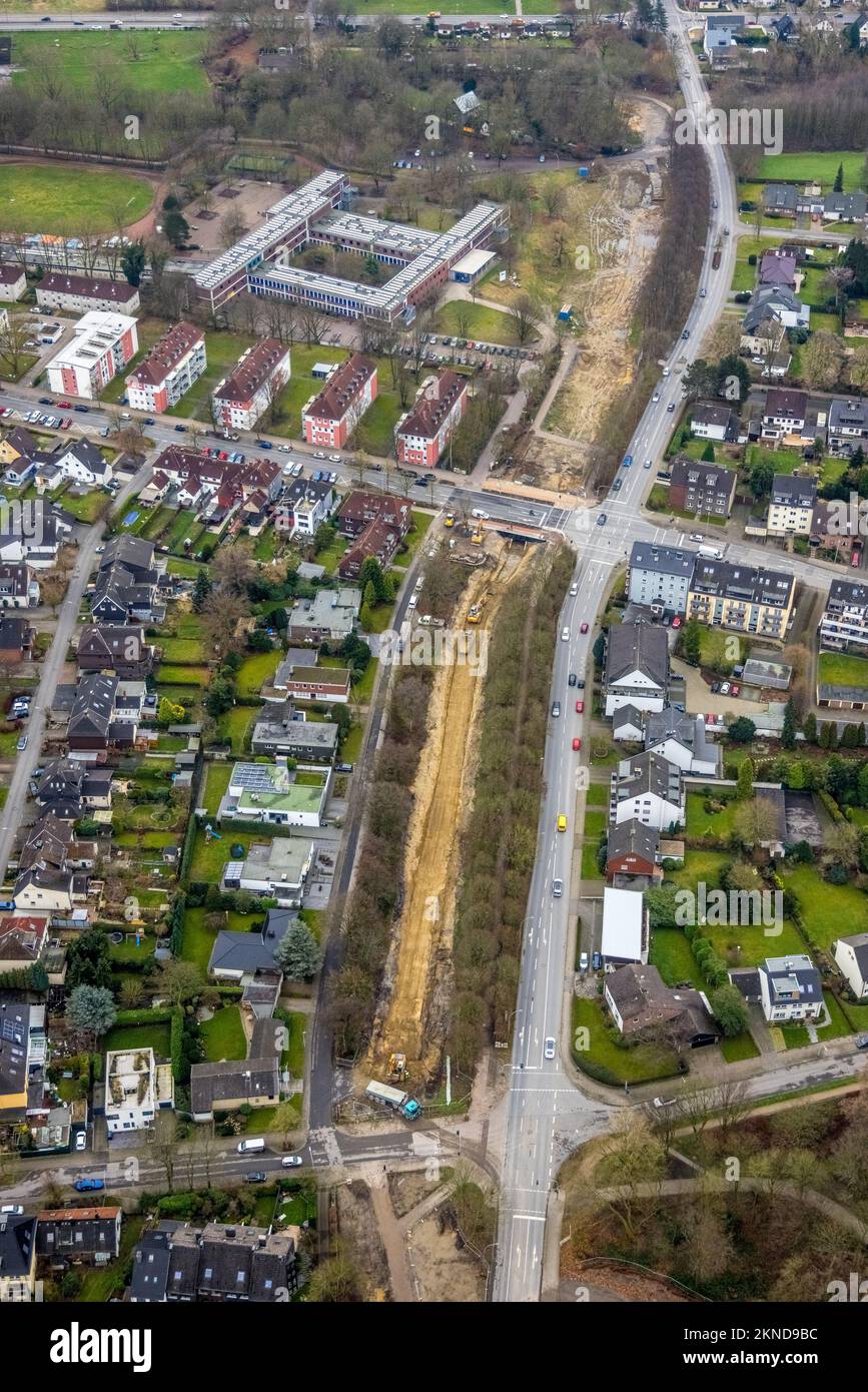Aerial view, construction site Baustraße next