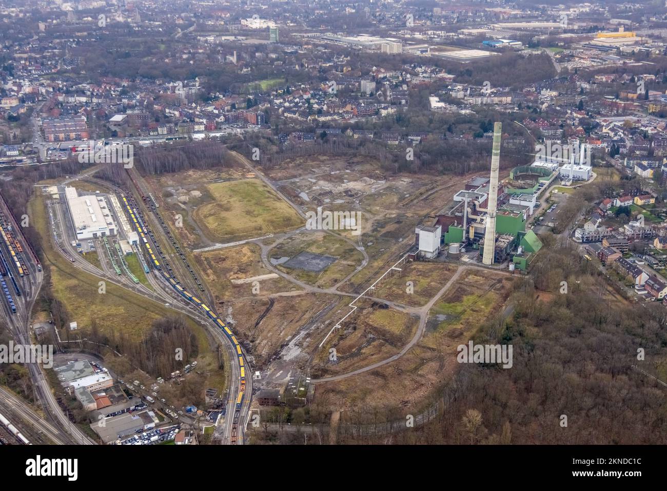 Aerial view, brownfield site of the former General Blumenthal mine with