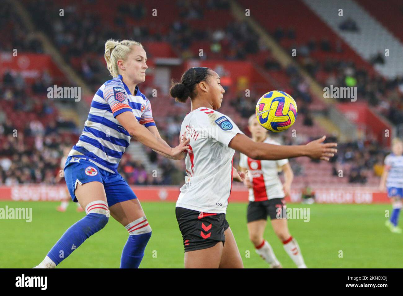 Faye Bryson (2 Reading) and Lexi Lloyd Smith (17 Southampton) in action during the Womens Continental League Cup between Southampton and Reading at St Marys Stadium, Southampton (Tom Phillips/SPP) Credit: SPP Sport Press Photo. /Alamy Live News Stock Photo
