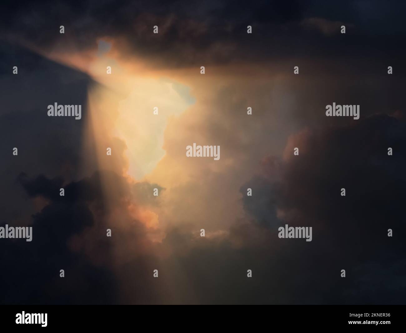 Sun rays breaking through cloud. 3D rendering Stock Photo - Alamy