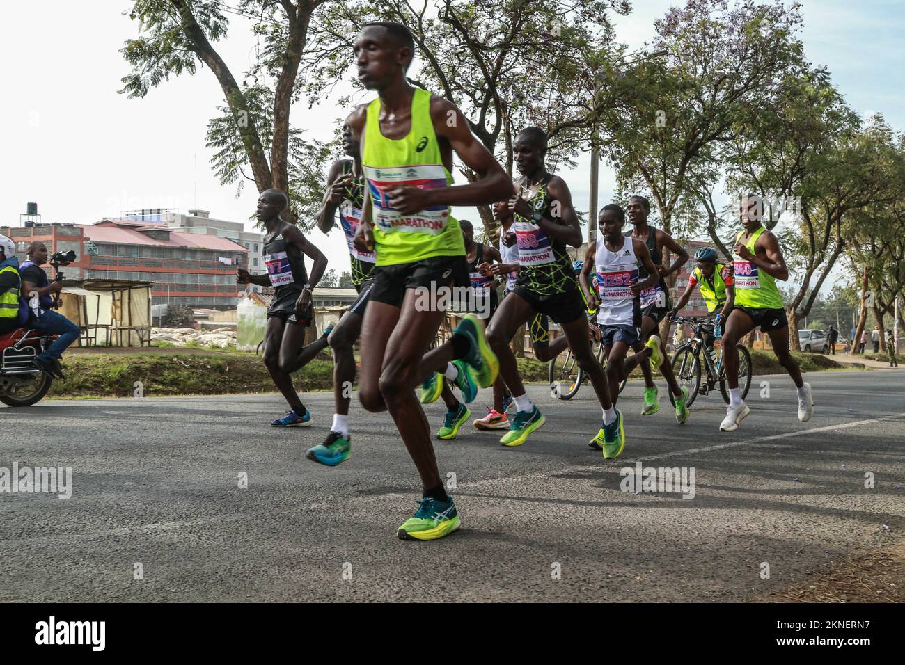 Nakuru, Kenya. 27th Nov, 2022. Athletes compete during the Stanbic Nakuru City Marathon held in Nakuru. This was the second annual marathon to be sponsored by the Stanbic Bank and Nakuru County Government, it consisted of 21km, 15km and 5km races. Credit: SOPA Images Limited/Alamy Live News Stock Photo