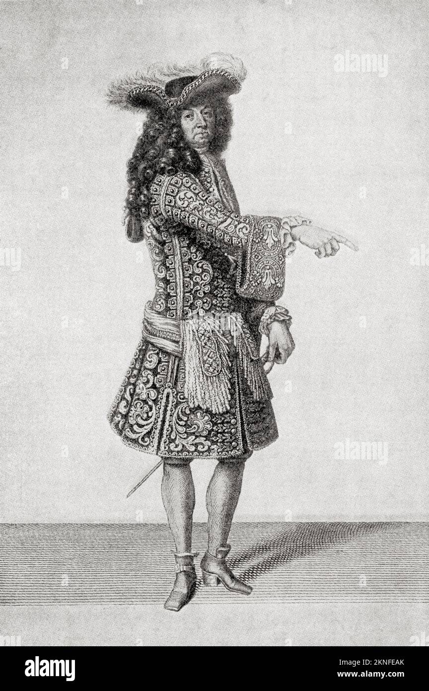 Louis XIV, 1638 – 1715, aka Louis the Great (Louis le Grand) or the Sun King (le Roi Soleil).  King of France, 1643 -1715.  From Modes and Manners, published 1935. Stock Photo