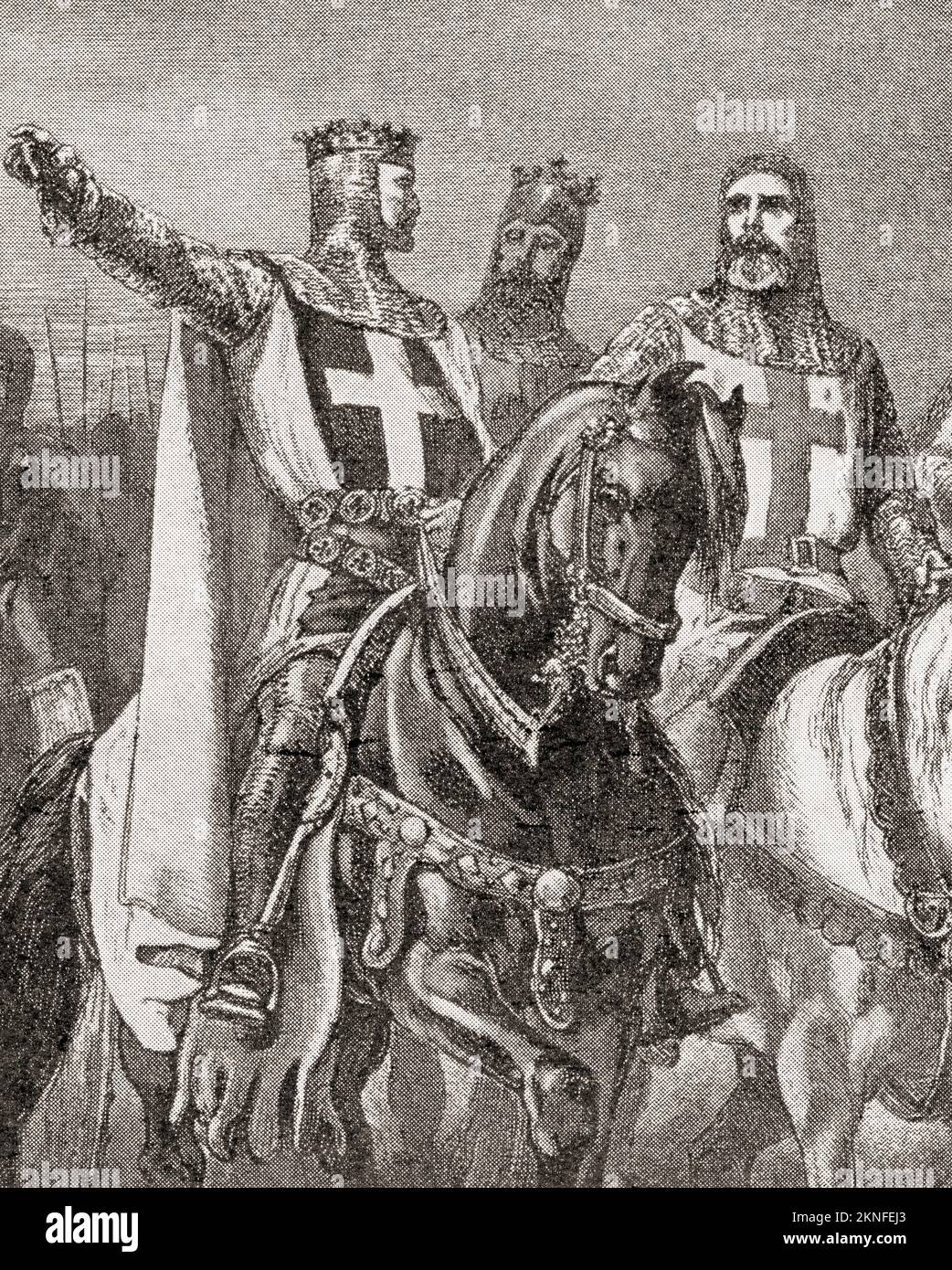 Richard I, aka Richard Cœur de Lion or Richard the Lionheart 1157 – 1199.  King of England. Seen here during the third crusade.  From History of England, published 1907 Stock Photo