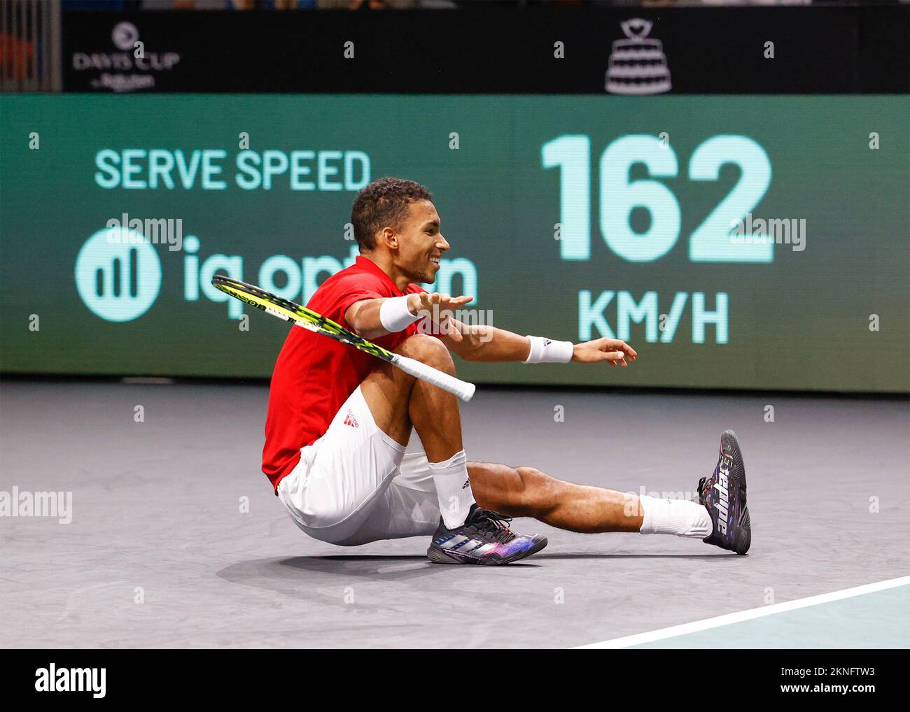 Felix Auger-Aliassime (CAN) jubelt nach dem Sieg, Jubel, Freude, Emotion, Davis Cup Finale 2022, Palacio de Deportes José María Martín Carpena, Malaga, Spanien.  Tennis - Davis Cup 2022 - ITF Davis Cup -  Palacio de Deportes José María Martín Carpena, - Malaga -  - Spanien - 27 November 2022. Stock Photo