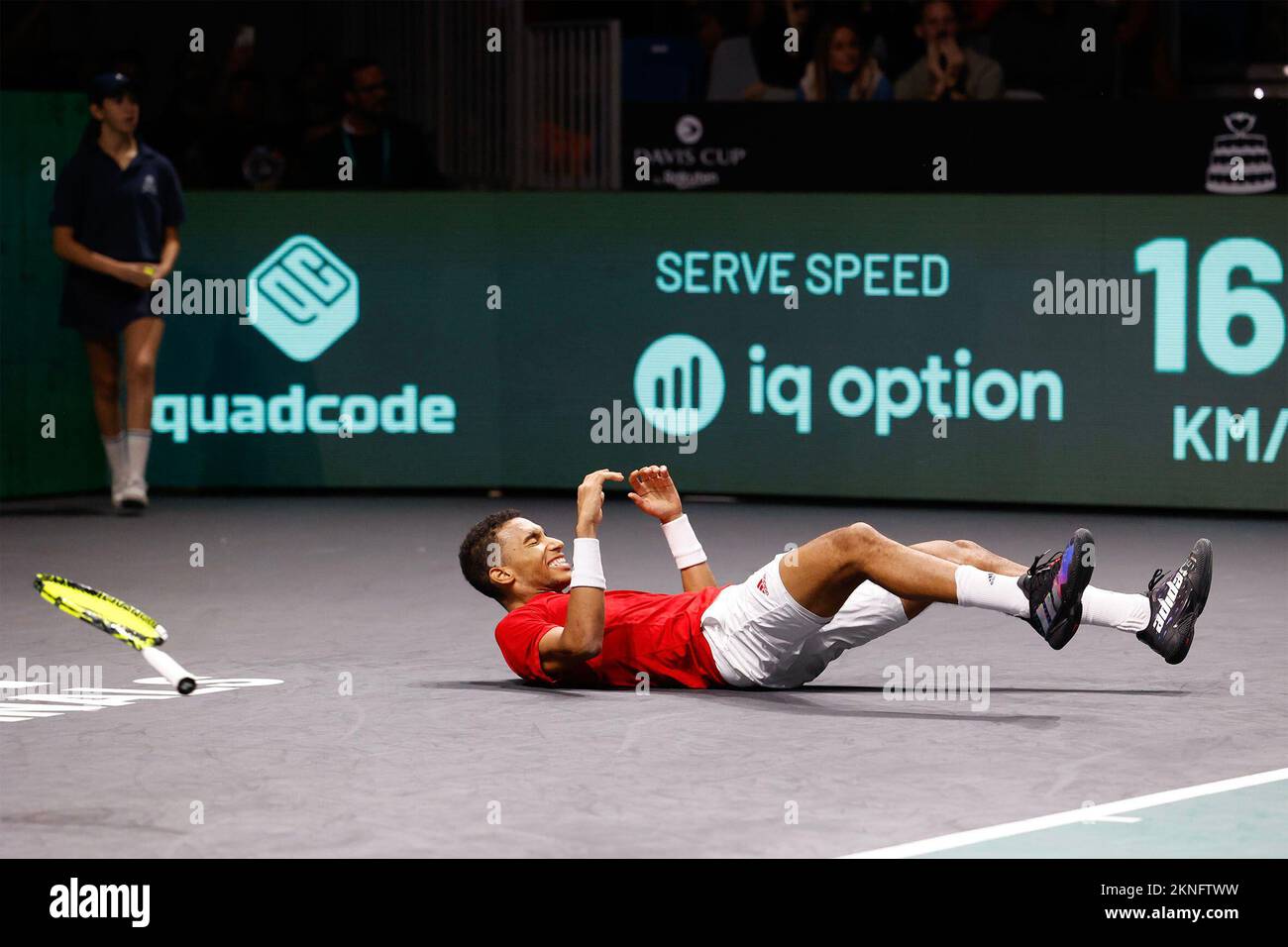 Felix Auger-Aliassime (CAN) jubelt nach dem Sieg, Jubel, Freude, Emotion, Davis Cup Finale 2022, Palacio de Deportes José María Martín Carpena, Malaga, Spanien.  Tennis - Davis Cup 2022 - ITF Davis Cup -  Palacio de Deportes José María Martín Carpena, - Malaga -  - Spanien - 27 November 2022. Stock Photo