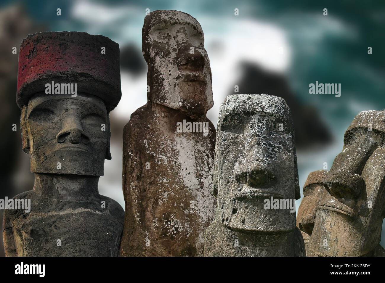 Moai statues in the Rano Raraku Volcano in Easter Island, Rapa Nui