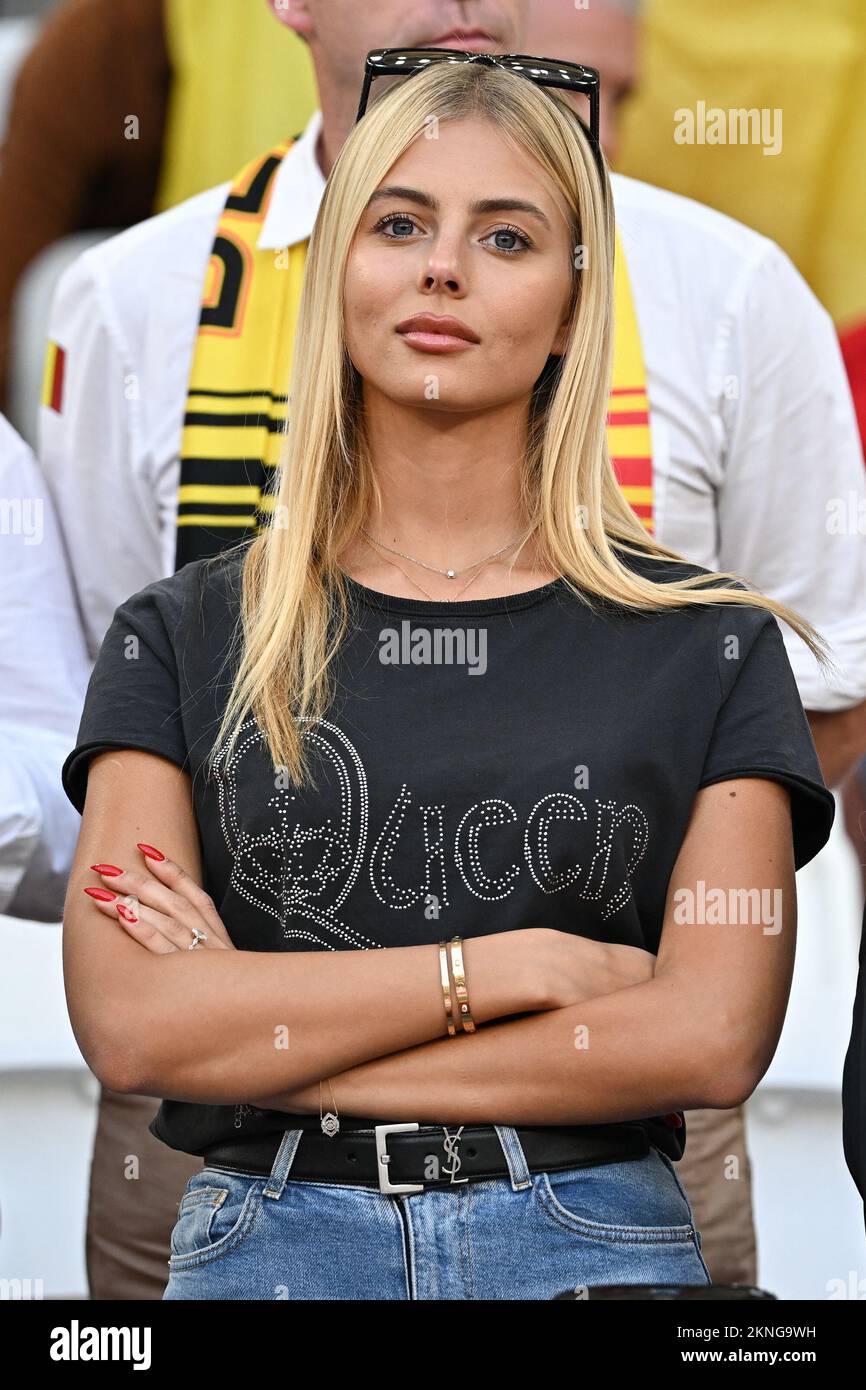 Kevin De Bruyne wife, Michele Lacroix attends Belgium v Morocco match