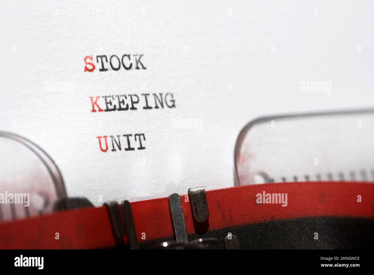 Stock keeping unit phrase written with a typewriter Stock Photo - Alamy