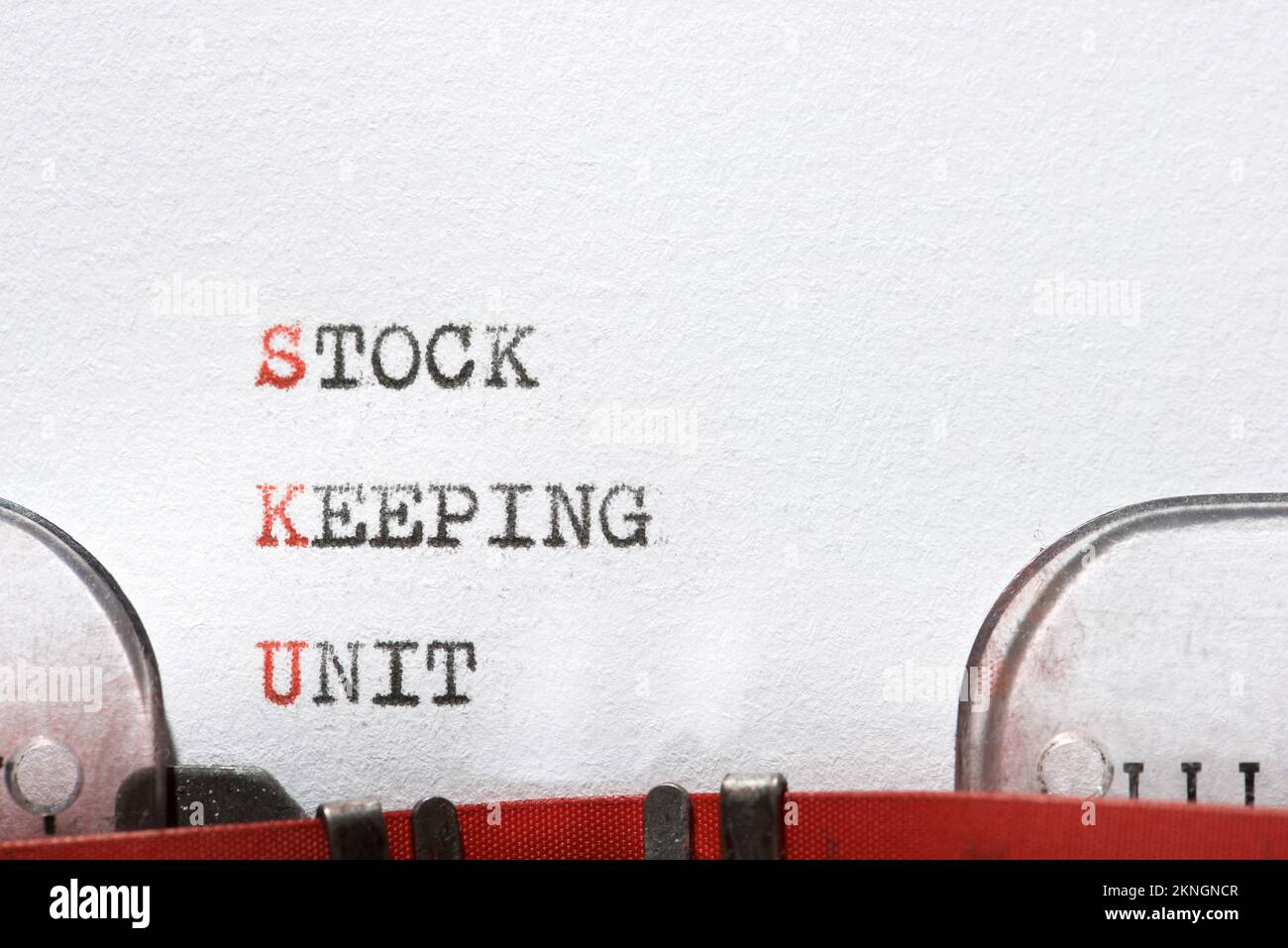 Stock keeping unit phrase written with a typewriter Stock Photo - Alamy