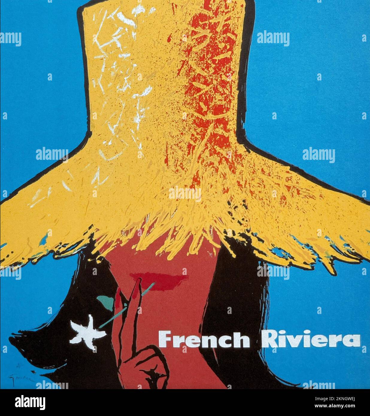 1952 AIR FRANCE poster for the French Riviera Stock Photo