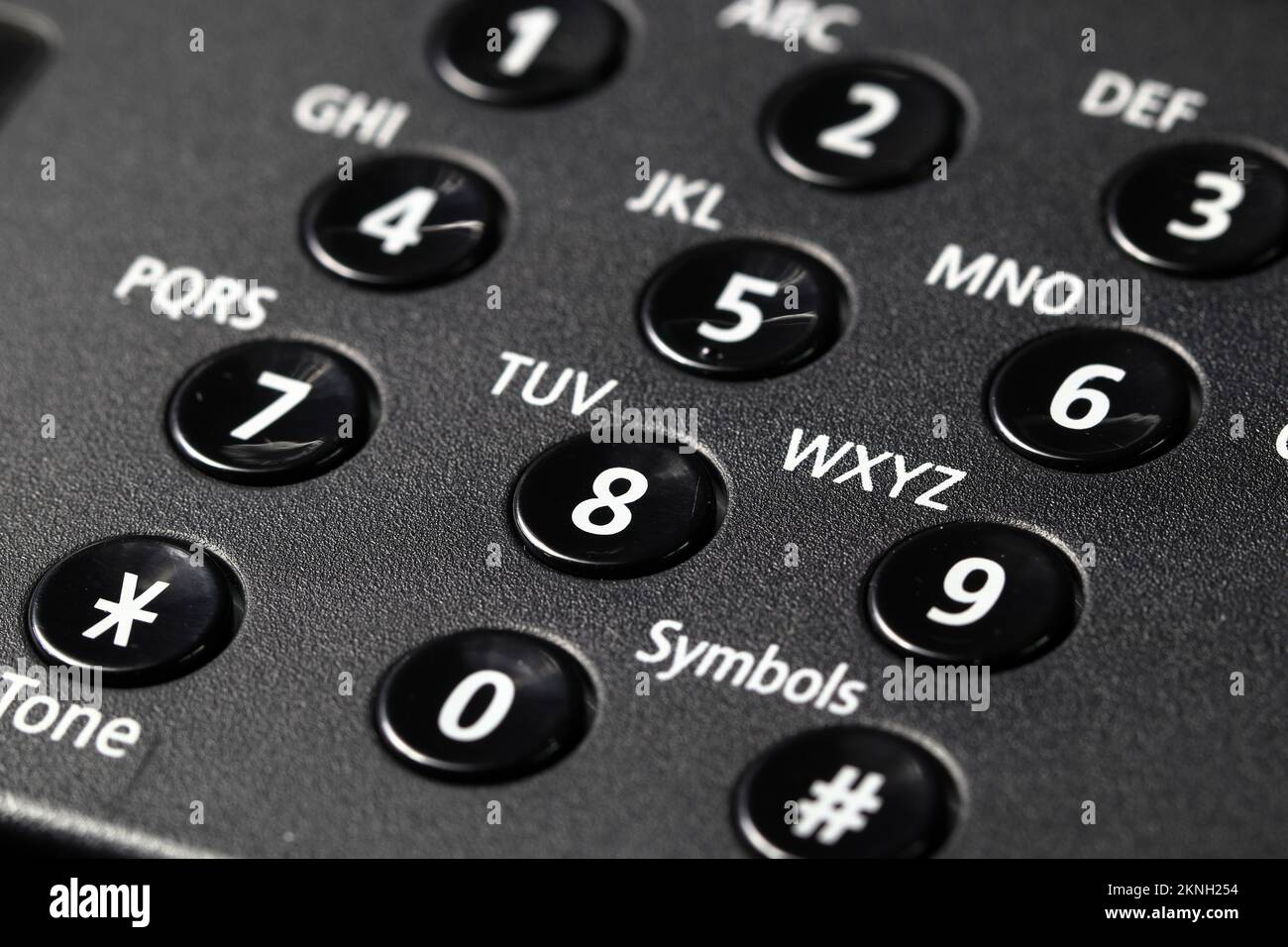 close up telephone or facsimile or fax keypad with rectangular buttons. Stock Photo