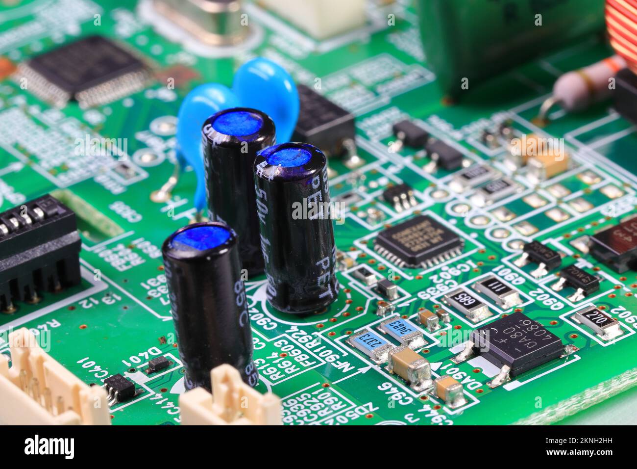 Computer printed circuit board with electronic components. Circuit ...