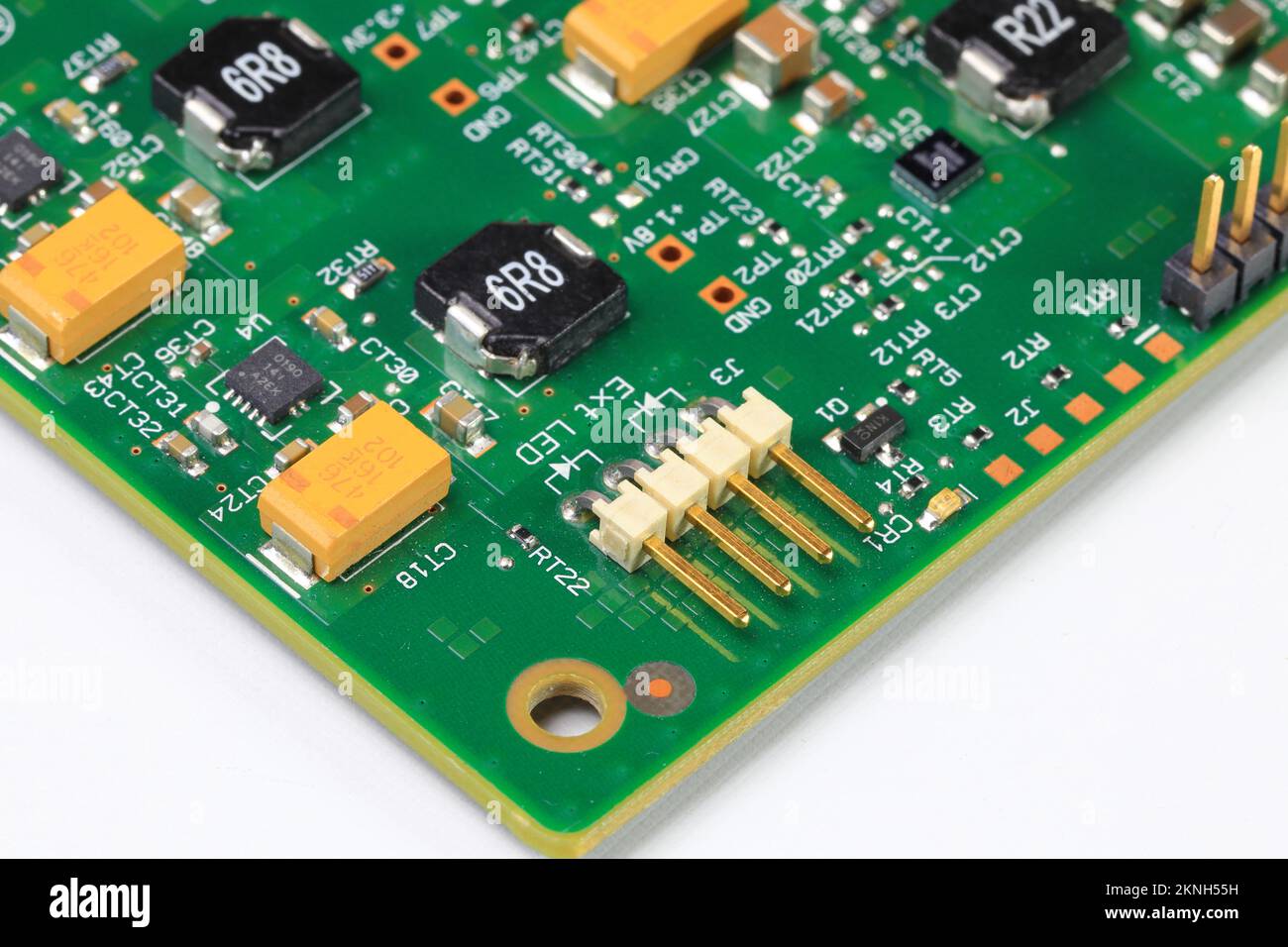 electronics circuit board with components and pin connector, 4 pin ...