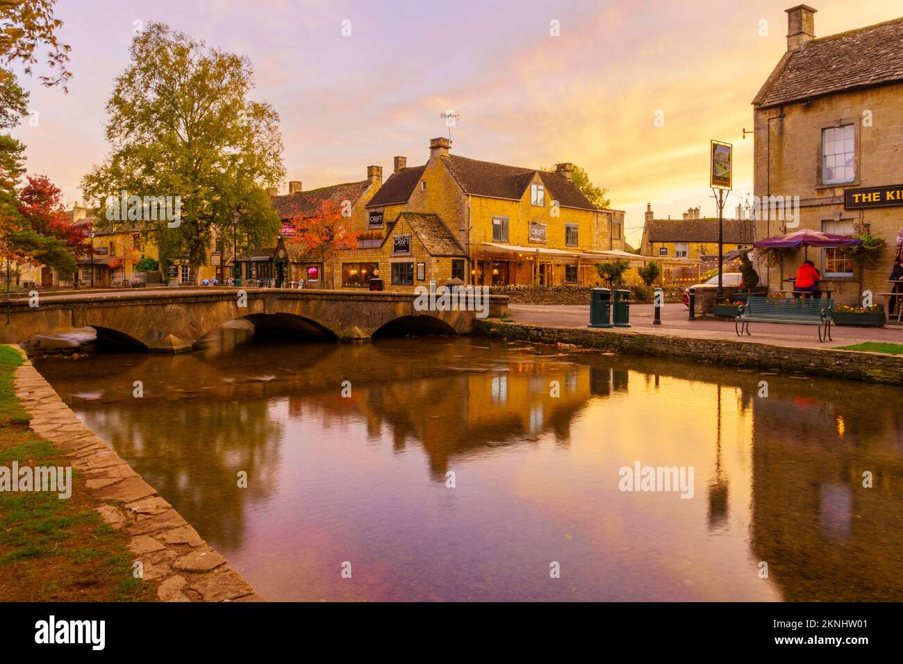 BourtonontheWater, UK October 17, 2022 Sunset scene of typical
