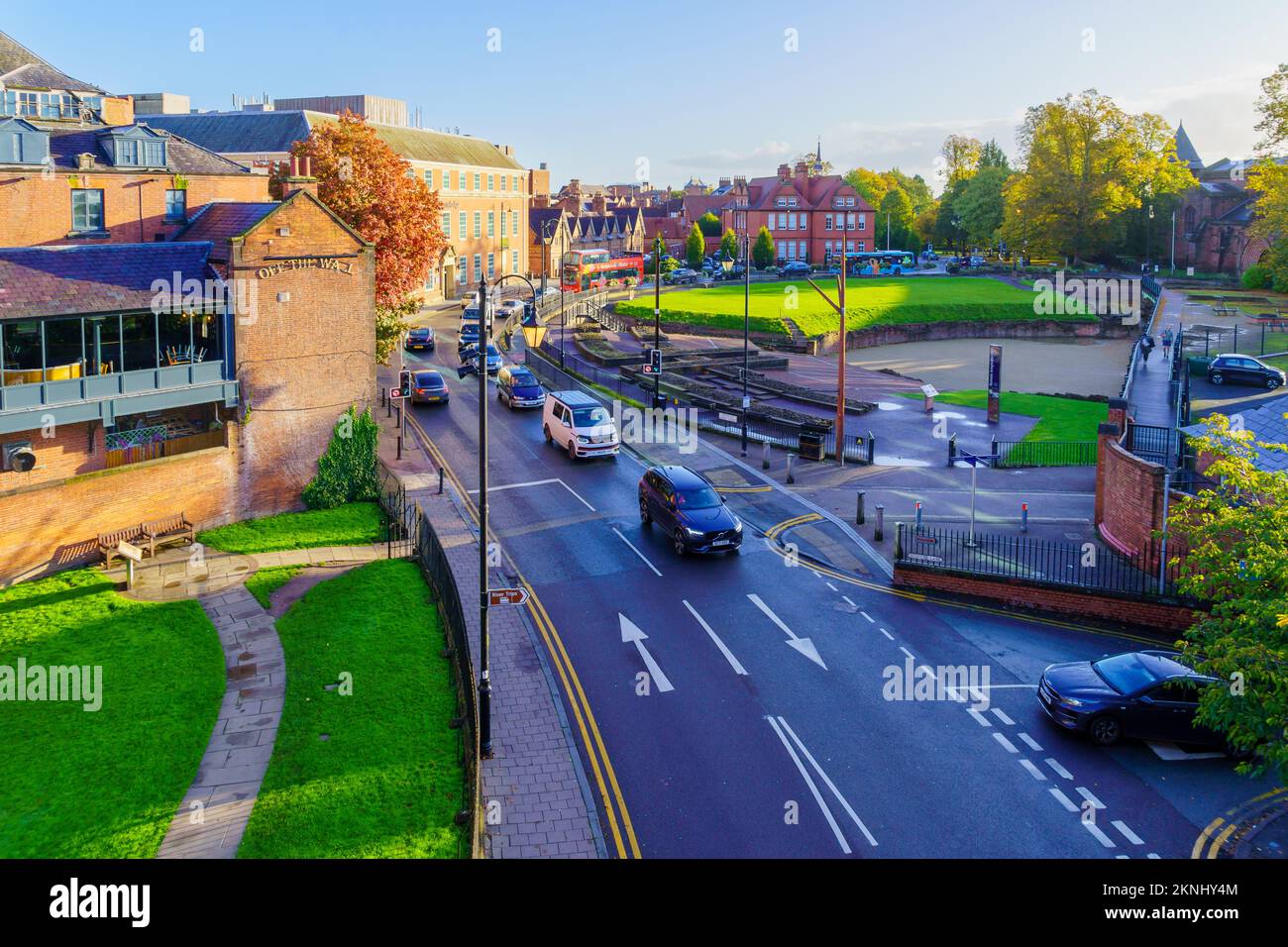 Chester, UK October 10, 2022 View of the Roman Amphitheatre, with
