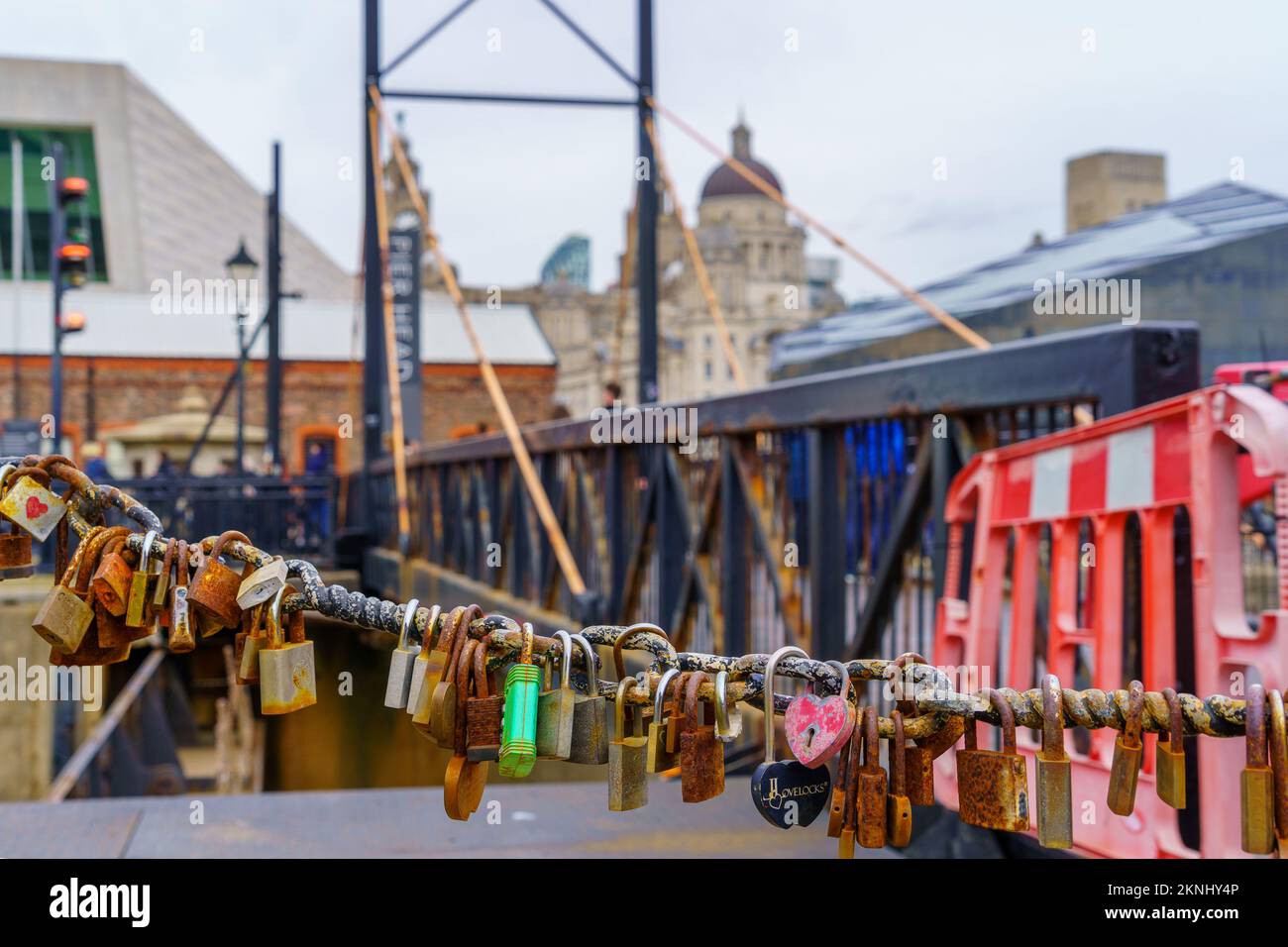 Liverpool, UK October 09, 2022 View of love locks in the Royal