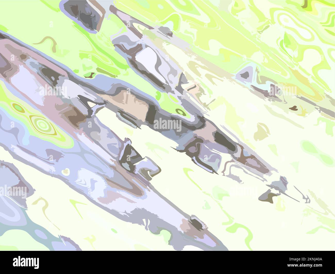 Colored diagonal splashes in green-gray key. Blurred spring landscape ...