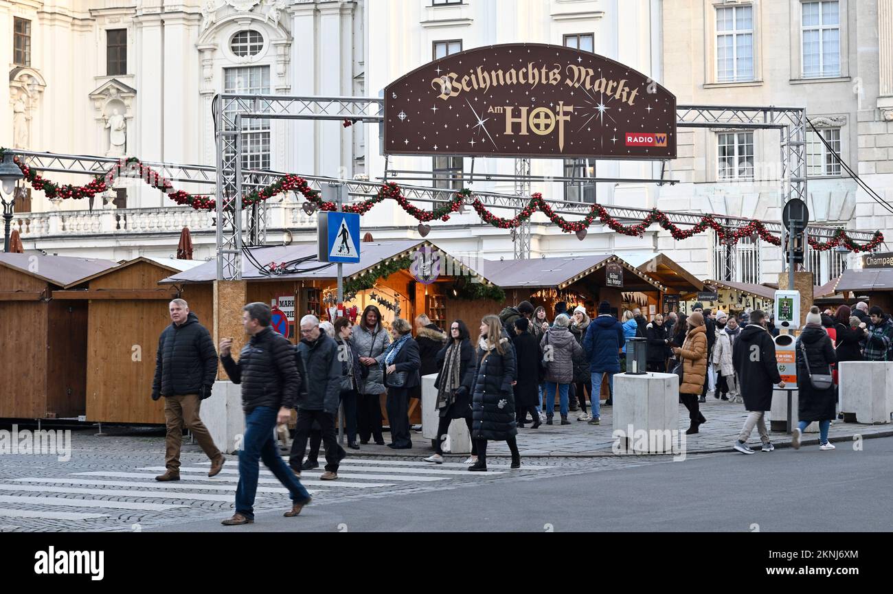 Vienna, Austria. November 27, 2022. Christmas market at Hof in Vienna Stock Photo