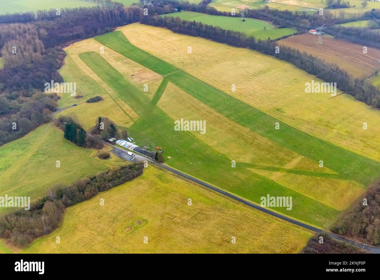 Aerial view, airfield and landing field Luftsportverein Unna-Schwerte ...