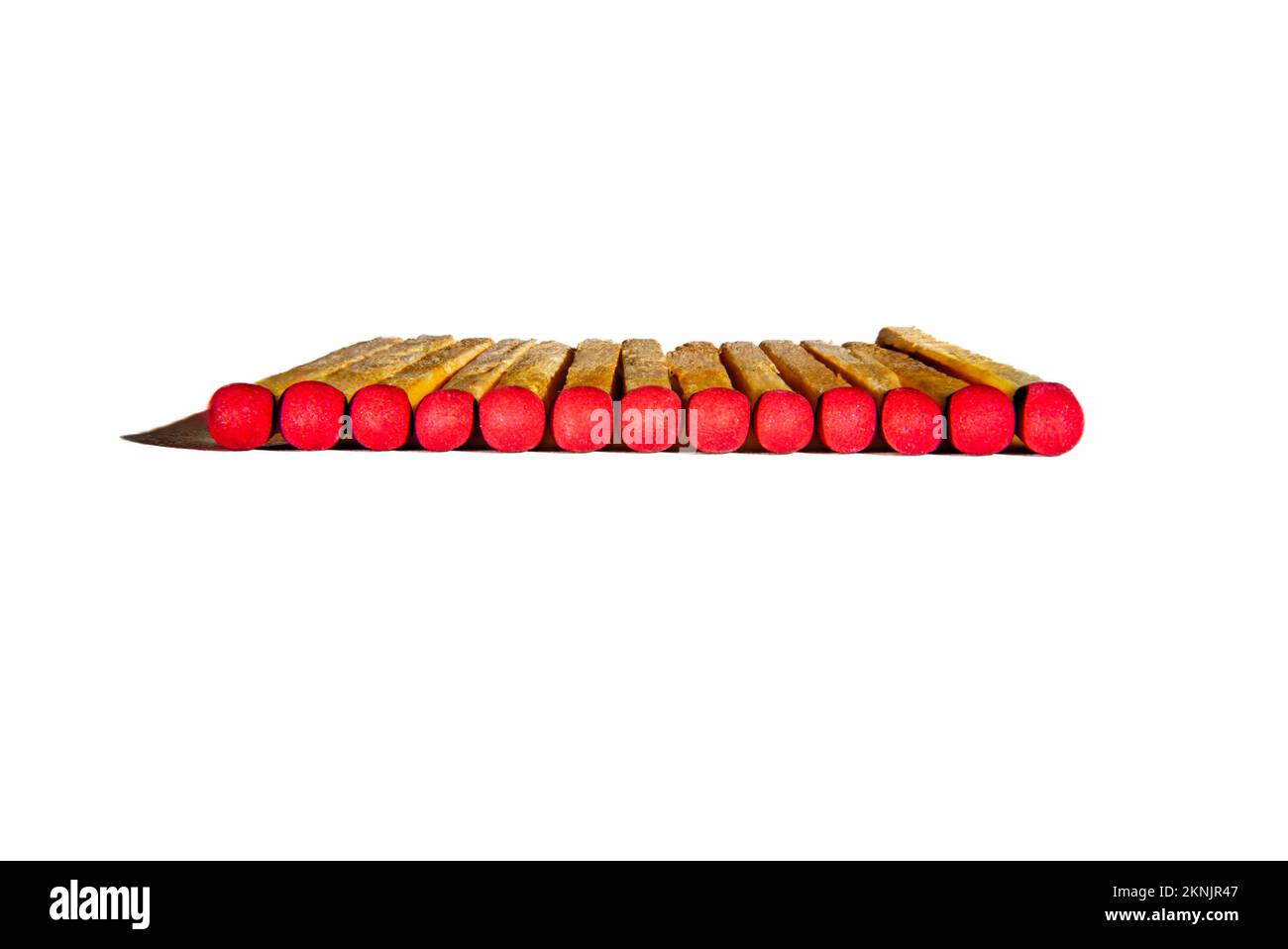 Macro shot of 13 matchsticks lined up horizontally Stock Photo Alamy