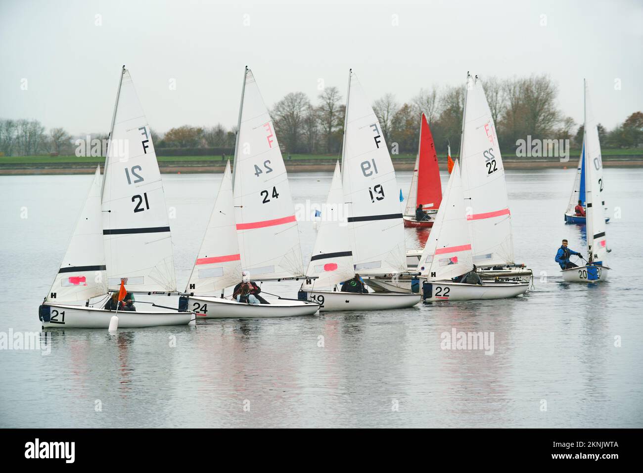 Oxford Sailing Club out on Farmoor reservoir where a number of clubs