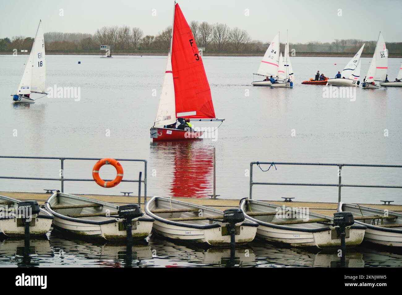 Oxford Sailing Club out on Farmoor reservoir where a number of clubs