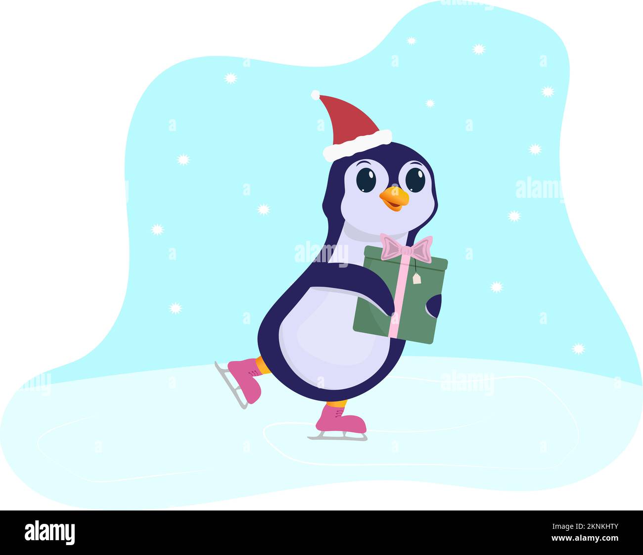 Christmas character penguin with present Stock Photo