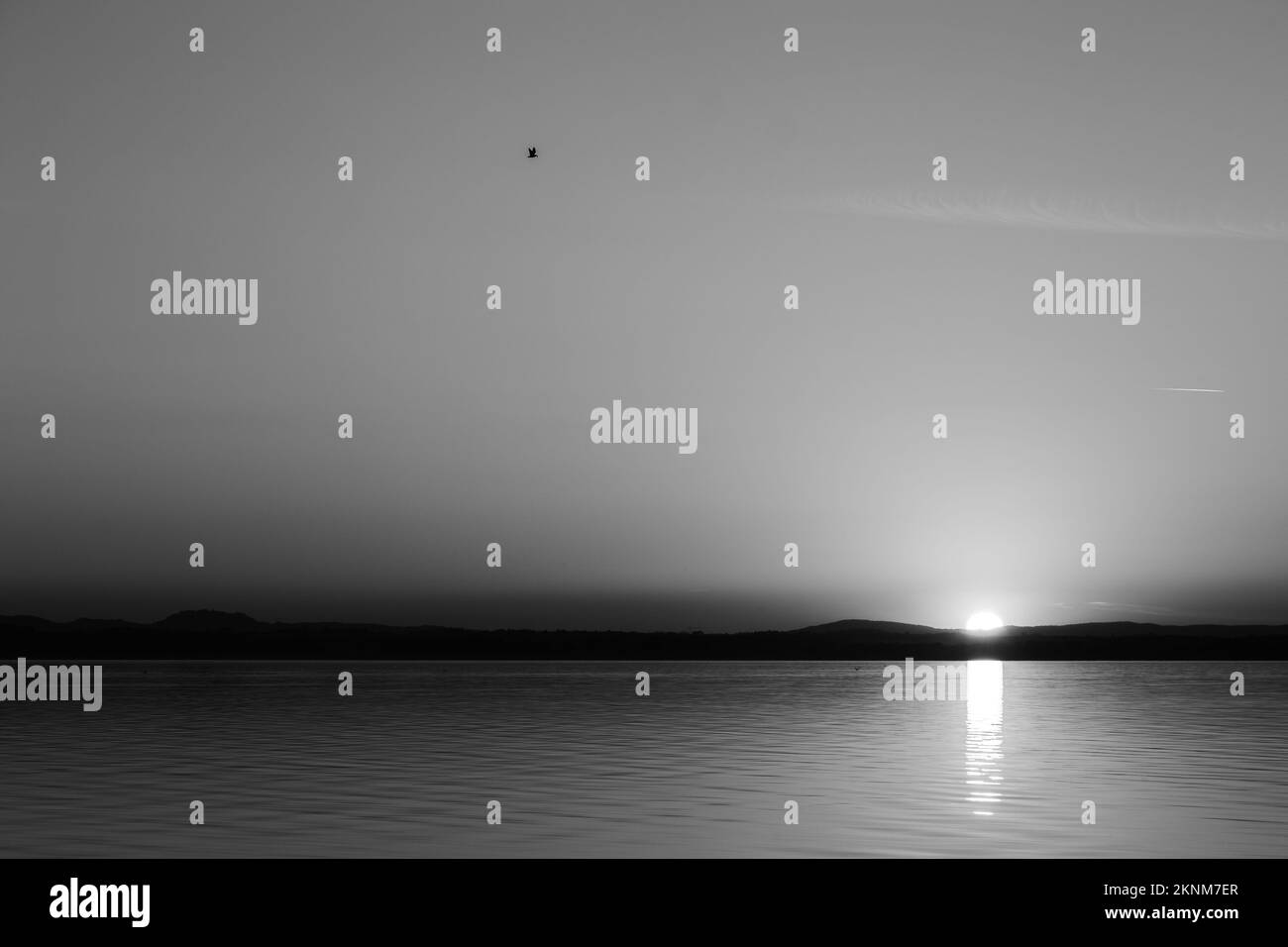 Reflection sunset on sea Black and White Stock Photos & Images - Alamy